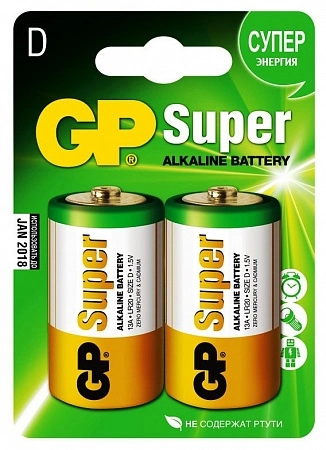 Батарея GP Super Alkaline 13A LR20 D (2шт/уп).
