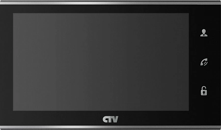 CTV-M2702MD B (Black) Монитор цветного видеодомофона с экраном 7&quot; обновленного дизайна, Hands free, встроенный детектор движения (назначаемый на канал), панель из стекла с сенсорным управлением &quot;Easy buttons&quot;, встроенная память, встроенный слот для micro