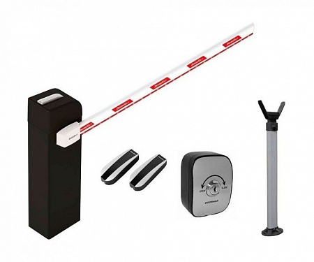 Doorhan BR-PRO4000KIT Комплект шлагбаума, в составе: стойка BARRIER-PRO со встроенной сигнальной лампой и приемником, стрела BOOM-4, опора V-HOLDER, ключ-кнопка KEYSWITCH-N, фотоэлементы PHOTOCELL-N.